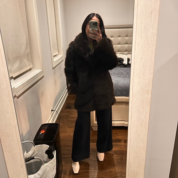 Aritzia Dark Brown Faux Fur Coat - Picture 4 of 6